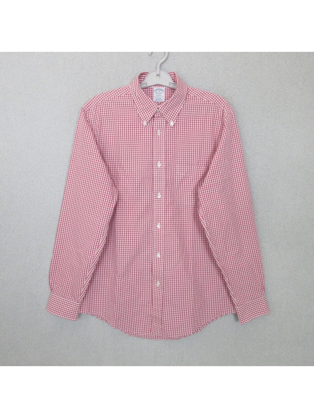Brooks Brothers Button Down Regent Dress Shirt Mens M Red Gingham Check